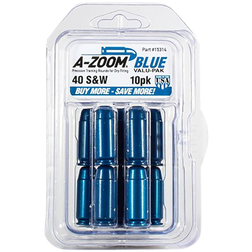 A-Zoom 40S&W Blue Pistol Snap Caps 10-Pack for Dry Fire Training