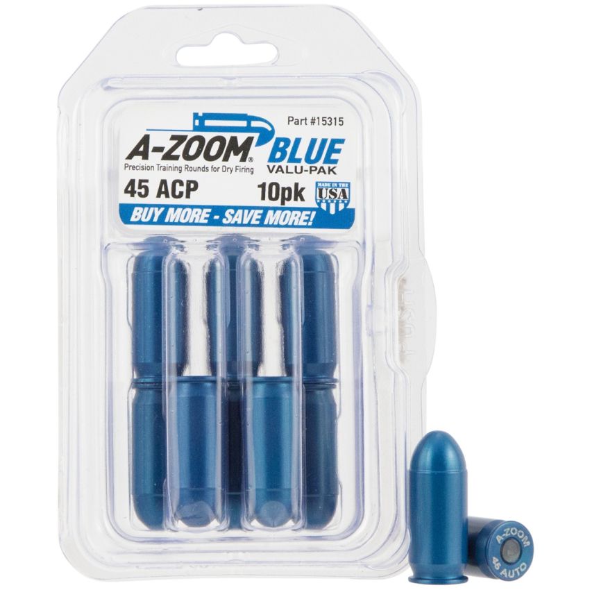 A-Zoom 45ACP Blue Snap Caps 10-Pack for Pistol Training