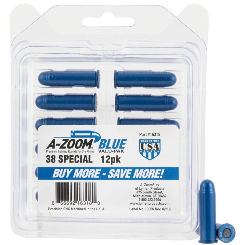 A-Zoom 38 Special Blue Revolver Snap Caps 12-Pack