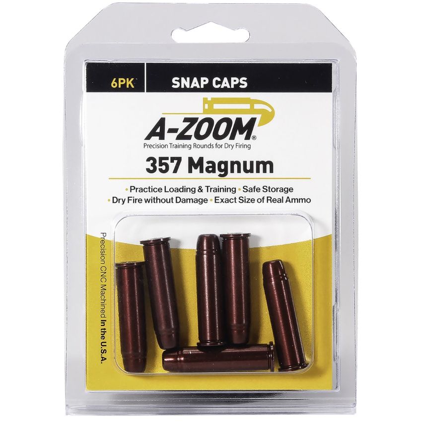 A-Zoom 357 Mag Revolver Snap Caps 6-Pack for Safe Dry Fire