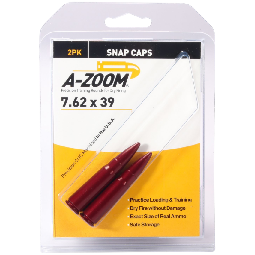 A-Zoom 7.62x39mm Rifle Snap Cap 2-Pack for Dry Fire Training