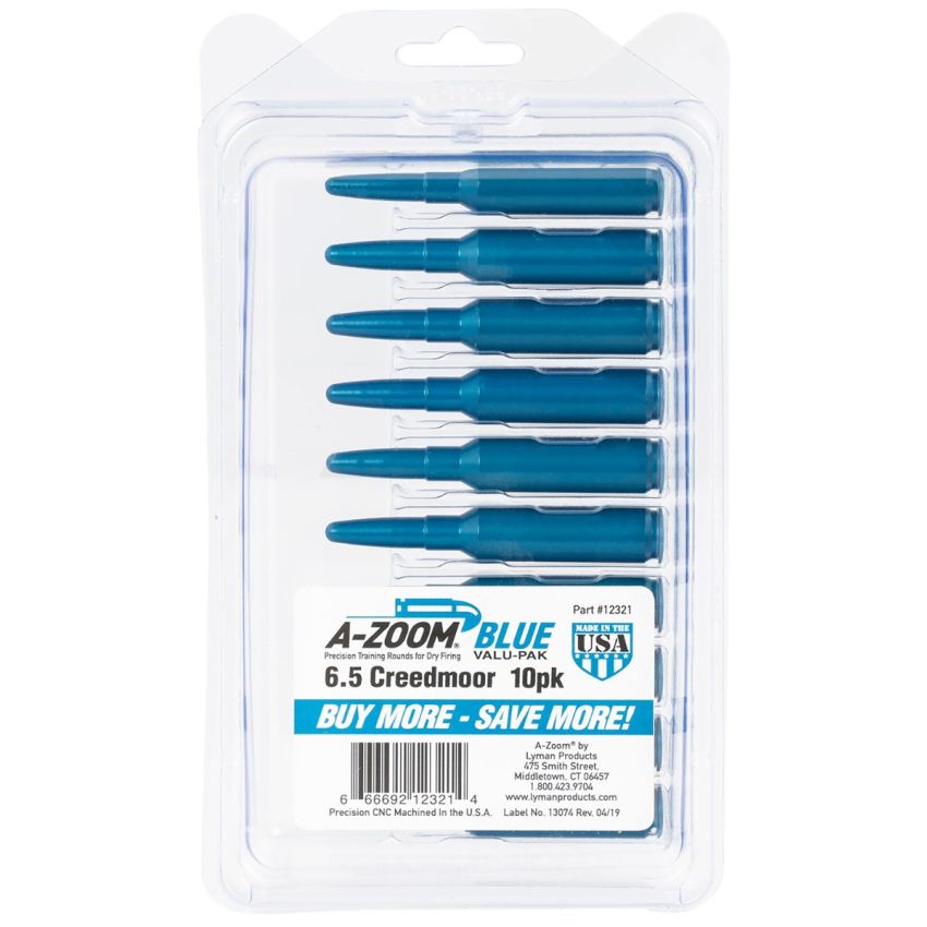 A-Zoom Blue Rifle Snap Caps 6.5 Creedmoor 10-Pack