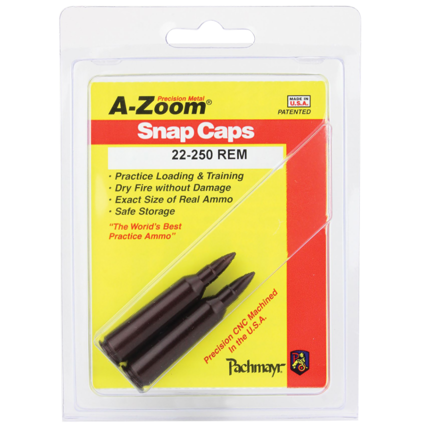 A-Zoom 22-250 Rem Rifle Snap Caps 2-Pack for Dry Fire Training